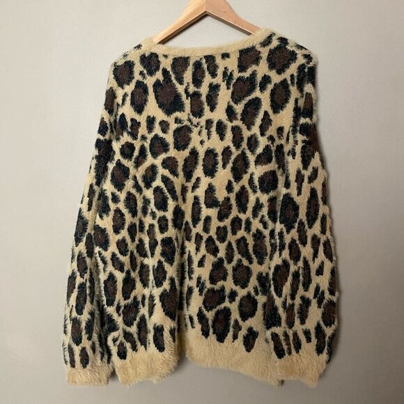 HAYDEN Los Angeles mohair pullover sweater leopard print oversized sz L chic EUC - Picture 8 of 15
